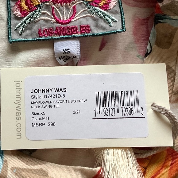 NWT Johnny Was Mayflower Butterflies Floral Swing Tee Size XS - Picture 3 of 7